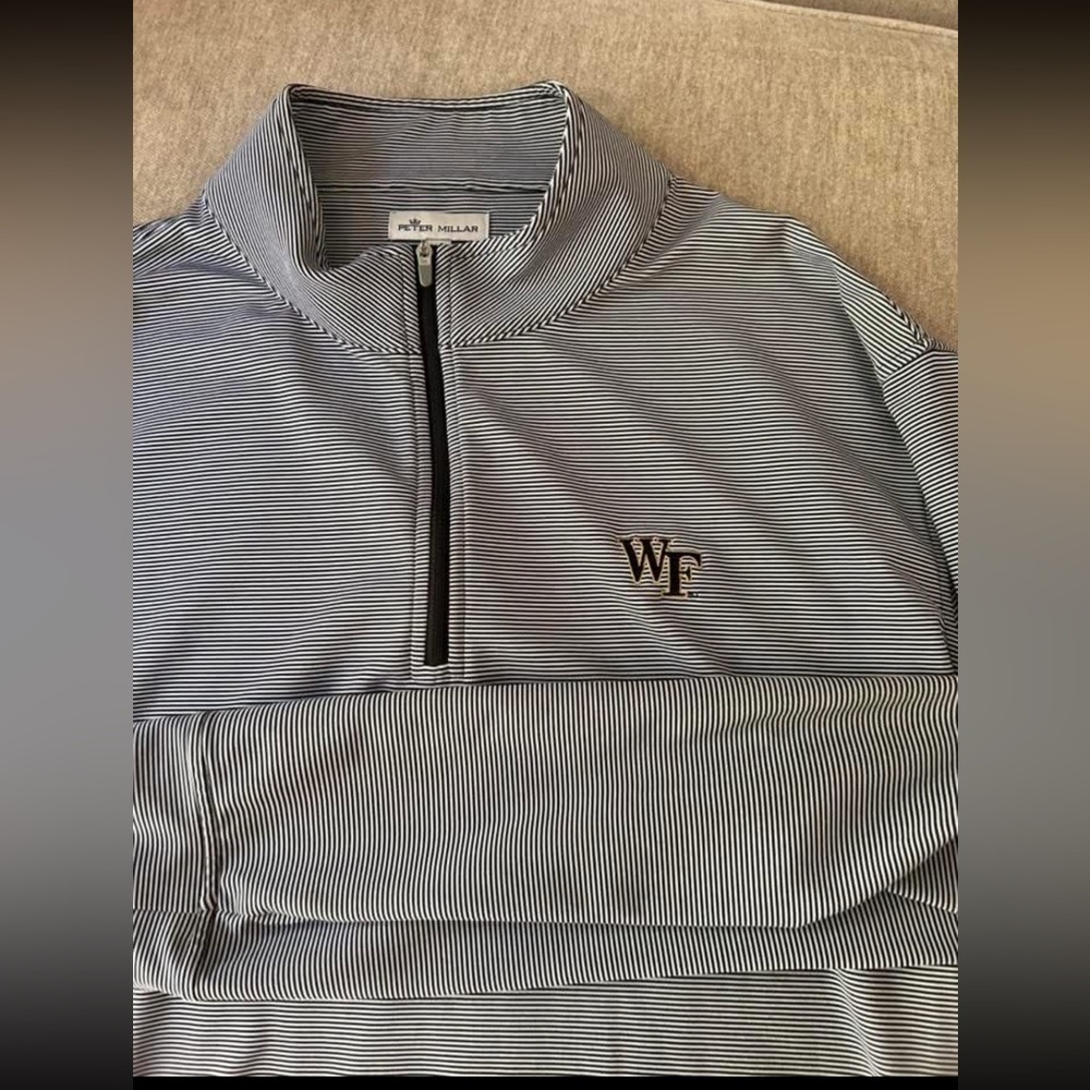 Peter Millar Black and White performance pullover Wake Forrest